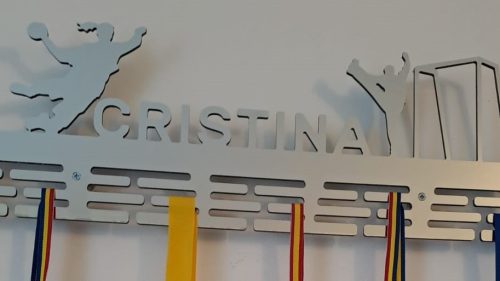 suport medalii handbal 49cm argintiu periat